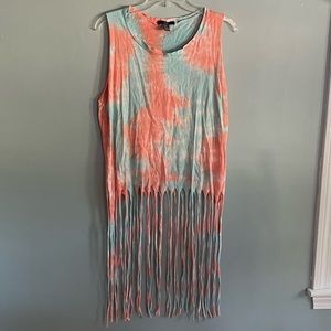 Tie Dye Fringe Muscle Tank